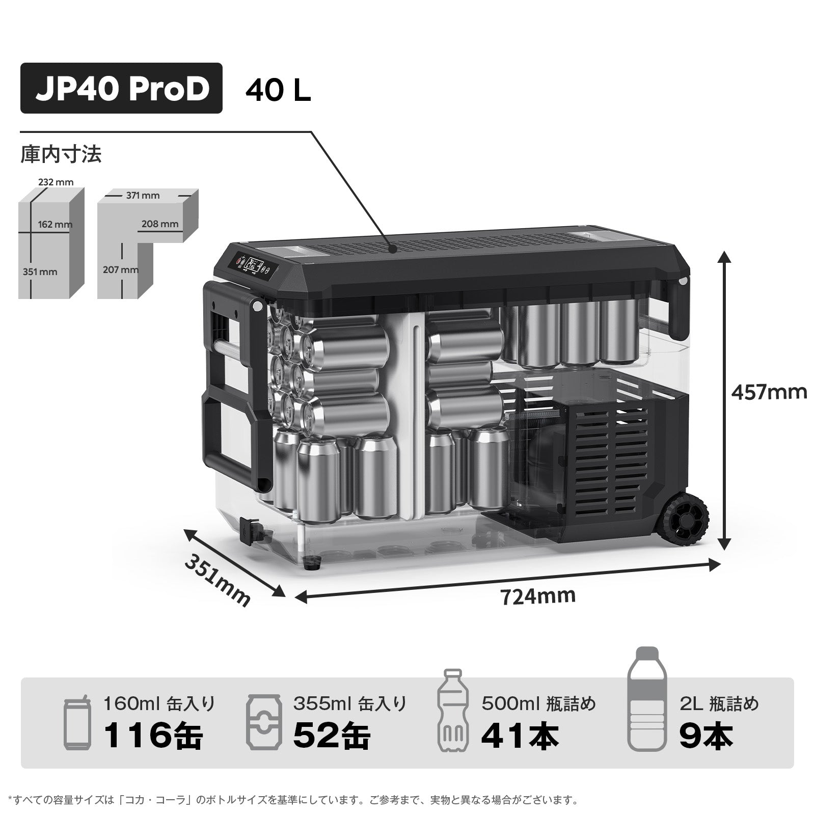 JP40ProD ポータブル冷蔵庫 40L | ICECO