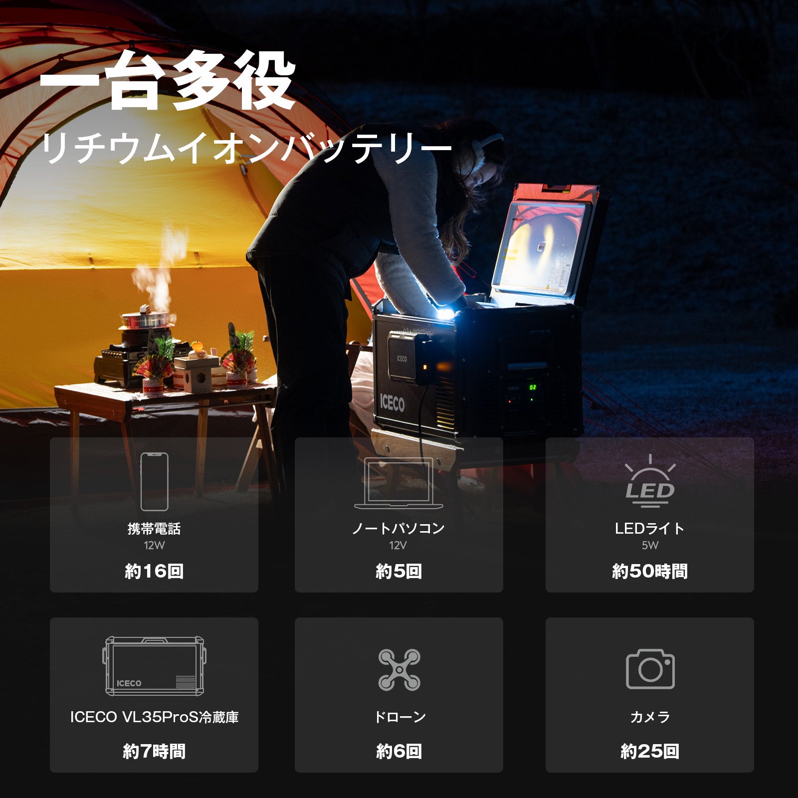 バッテリーと寝袋をプレゼント!VL35ProS冷蔵庫