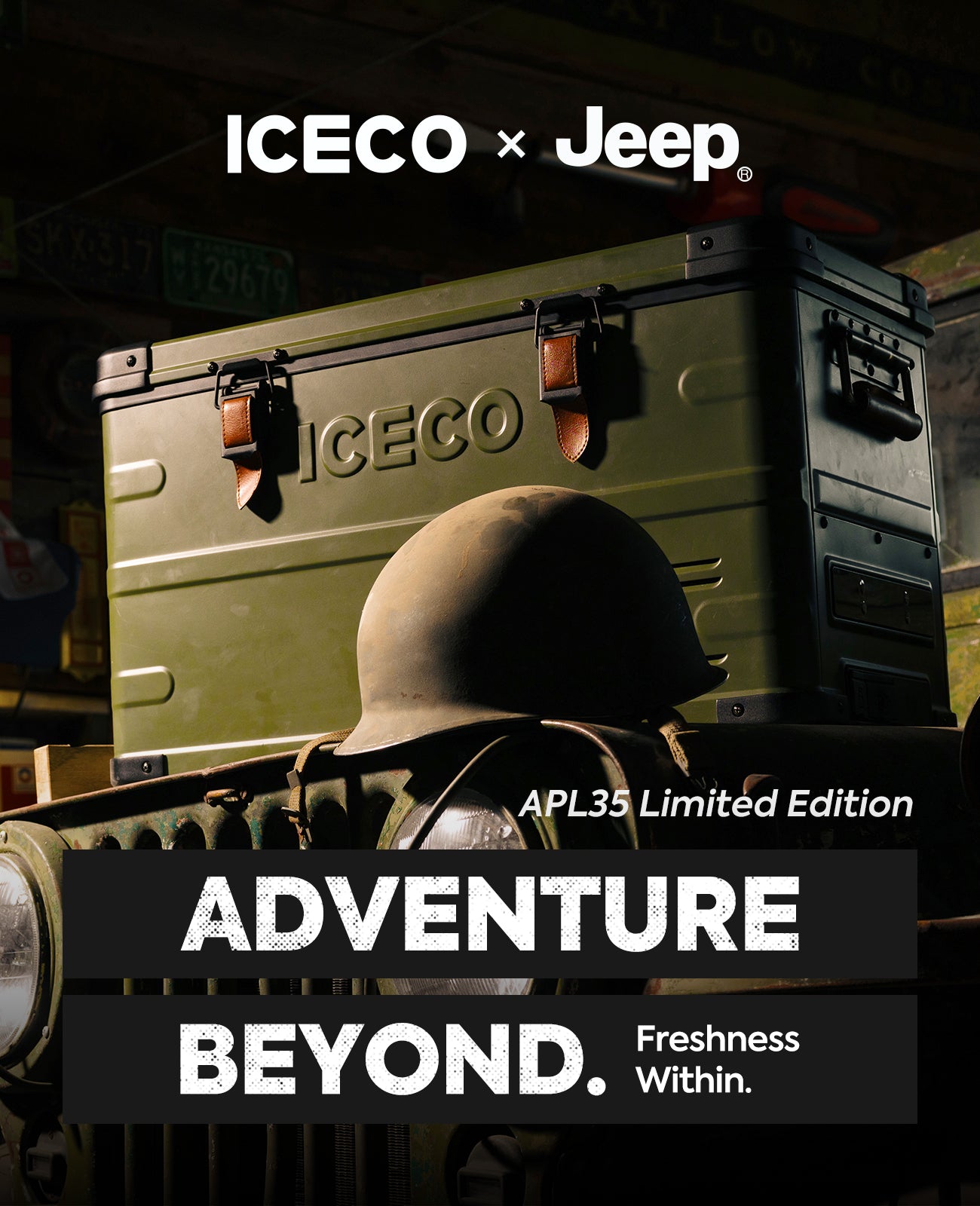 ICECO × Jeep® APL35 Limited Edition Olive Green ポータブル冷蔵庫 35L | ICECO